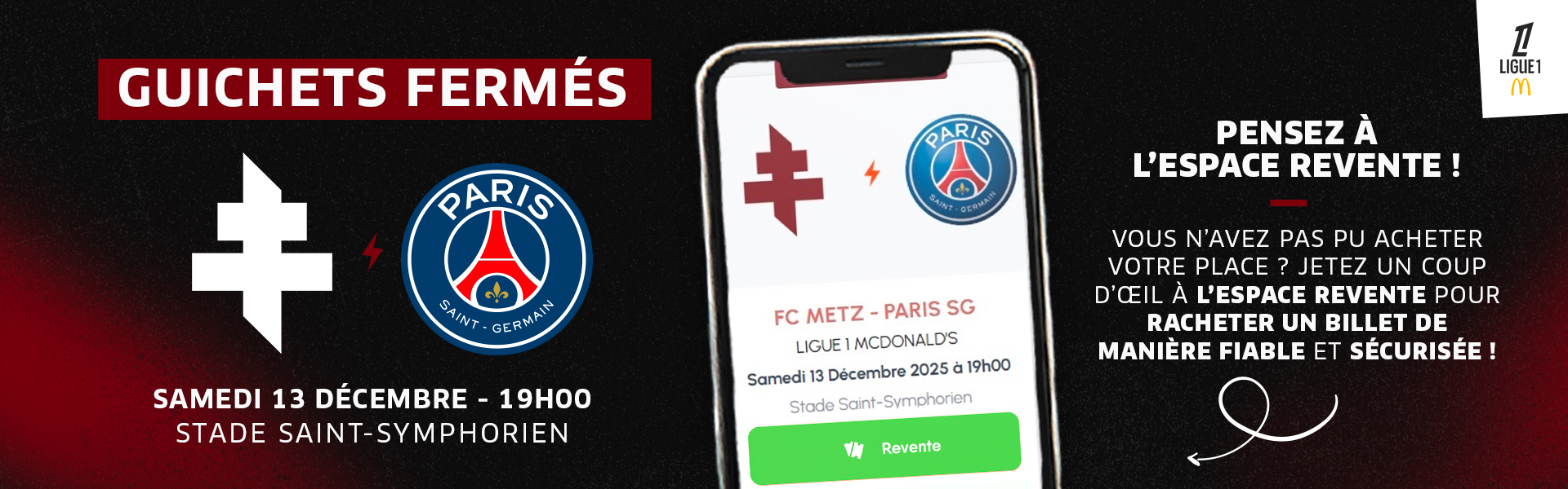 Paris SG - Guichets Fermés : Pensez à l'espace revente